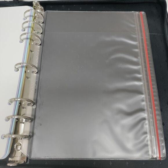 Franklin Planner Leather Nylon Padfolio Organizer w/Handles Black 7 Ring 13 x 11 - Picture 15 of 16